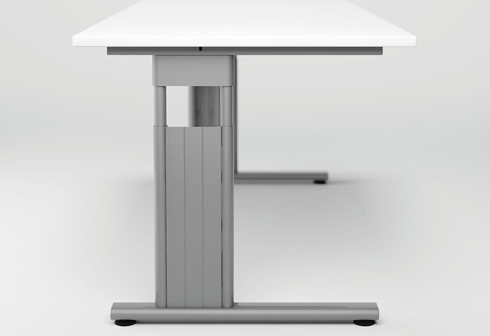 Schreibtisch Geramöbel C Fuß Flex S-618146, 180x72x80cm (BxHxT), rechteckig, C-Fuß silber, ahorn