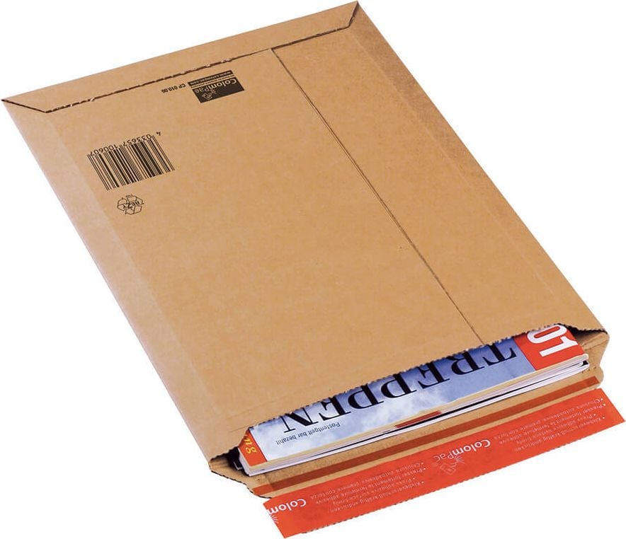 Wellpappe-Versandtaschen Colompac CP 010.06, für B4, Außenmaße: 262x375mm, 50mm Füllhöhe,
braun, Pack 20 Stück