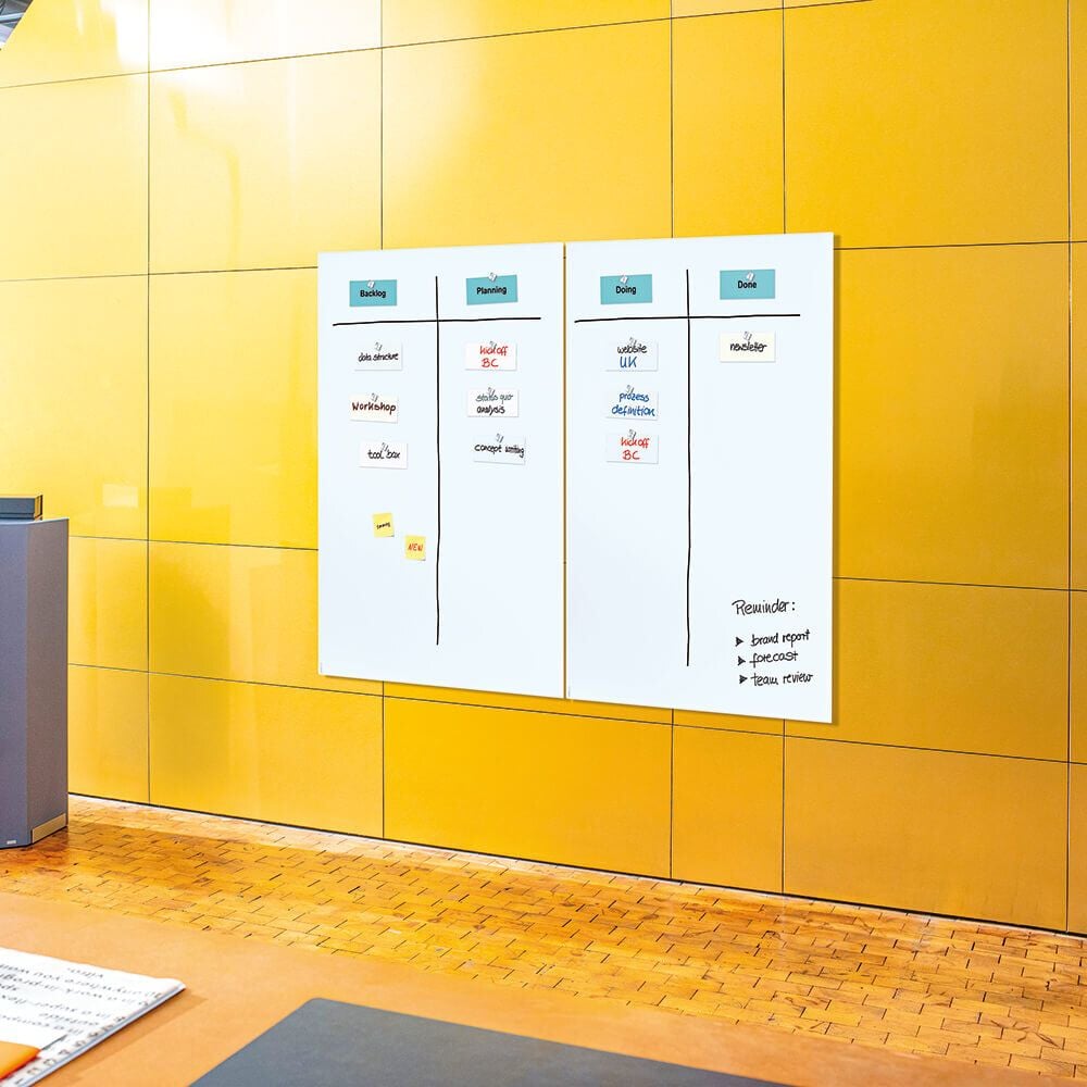 Glasboard Sigel artverum GL525, 200x100cm, magnetische Glasoberfläche,
mattweiß, Wandaufhängung im Hoch- oder
Querformat, inl. 2 SuperDym-Magnete
