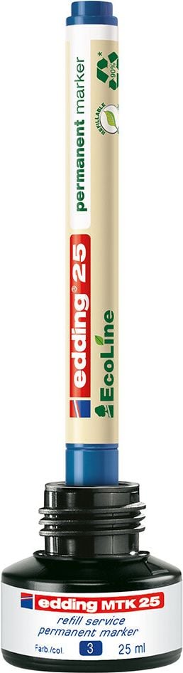 Permanentmarker Edding 25/4 EcoLine, ca. 1mm, Rundspitze, Etui mit 4 Farben, Gehäuse 90% recycelte Kunststoff