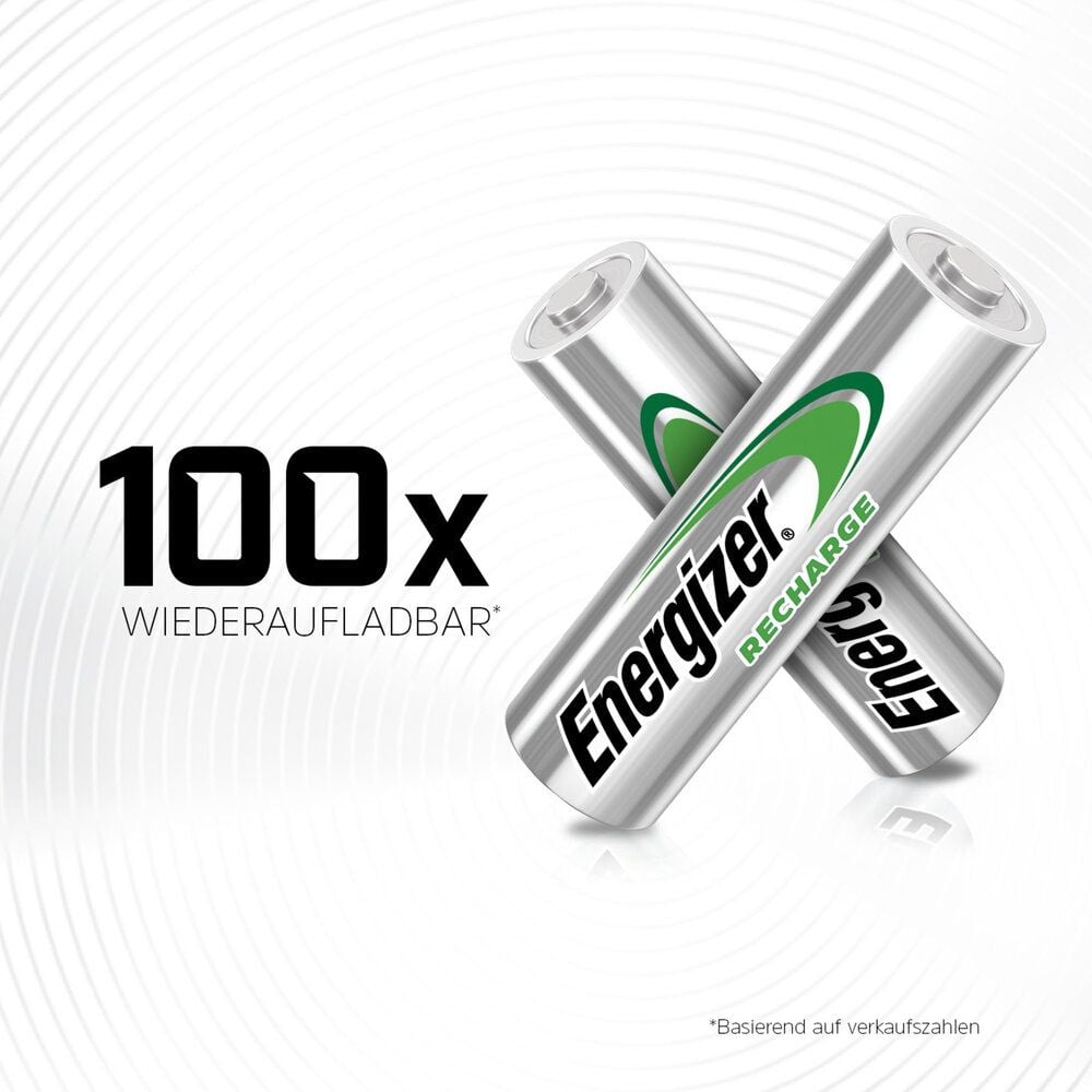 Akkus Energizer NiMH Extreme Mignon (AA), 1,2 V, 2300 mAh, aus 22% recycelten Materialien, Pack 4 Stück