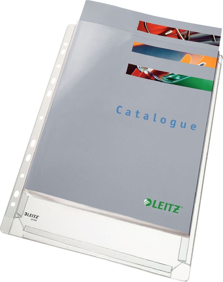 Prospekthüllen Leitz Maxi DIN A4 4756-30, oben offen, PVC-Folie
0,17mm, Pack 5 Stück
