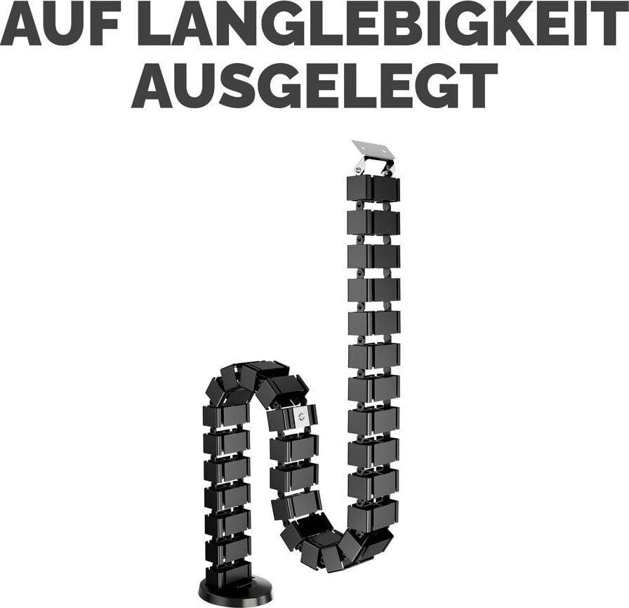 Kabelführung Fellowes CableSpine 100136871/10036872, 128,8cm, 4 getrennte Kabelkanäle, für höhenverstellbare Tische bis 130 cm, schwarz
