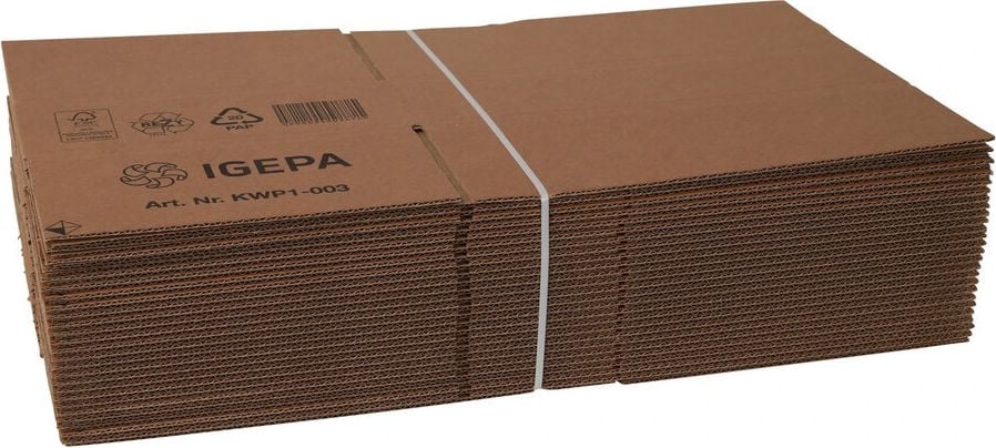 Versandkarton FEFCO 0201 KWP1-003, 344x244x88mm (LxBxH), braun, ohne
Höhenrillung, Pack 25 Stück