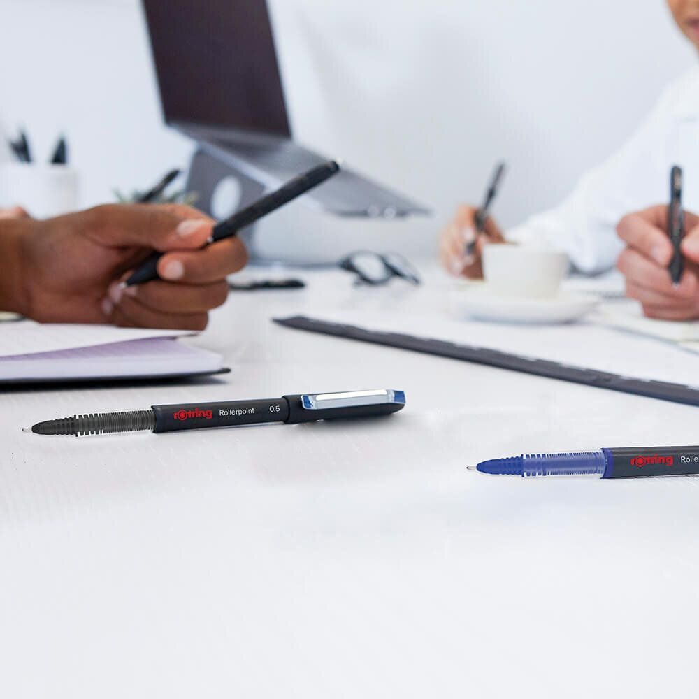 Tintenroller Rotring Rollerball 214610, ca. 0,7mm, Kappe mit Clip, blau