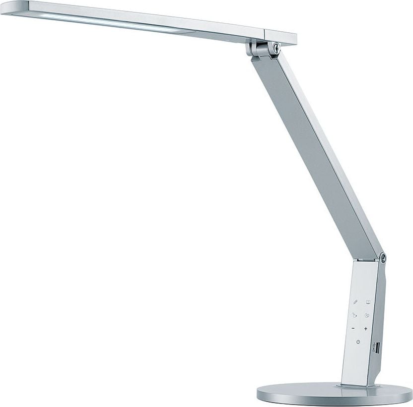 LED-Schreibtischleuchte Hansa LED Vario Plus 41-5010, 10,5 W, LED (warmweiß-tageslichtweiß), 620lm, stufenlos dimmbar, 4 Farbtemperaturstufen, USB-Anschluss, Standfuß, silber