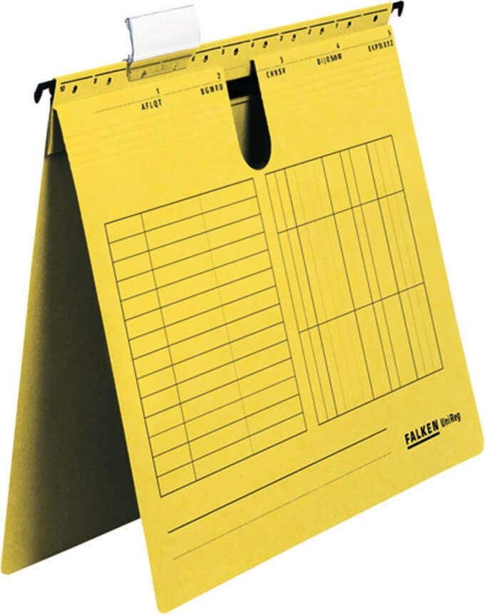 Hängehefter Falken UniReg, kaufm. Heftung, ohne Tasche, Manilakarton
(RC) 230 g/m², gelb
