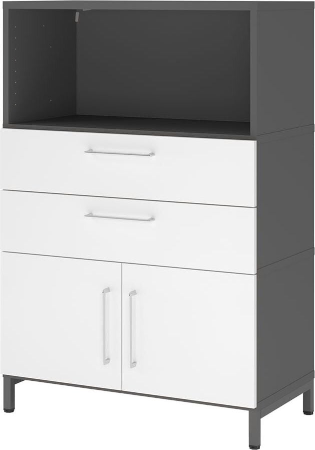 Kombischrank Hammerbacher VFW38K1KU/G, Threespine-Klicksystem, 80 x 41,7 x 118 cm (B
x T x H), mit Stahlsockel, 3 Ordnerhöhen,
Korpus: graphit, weiß