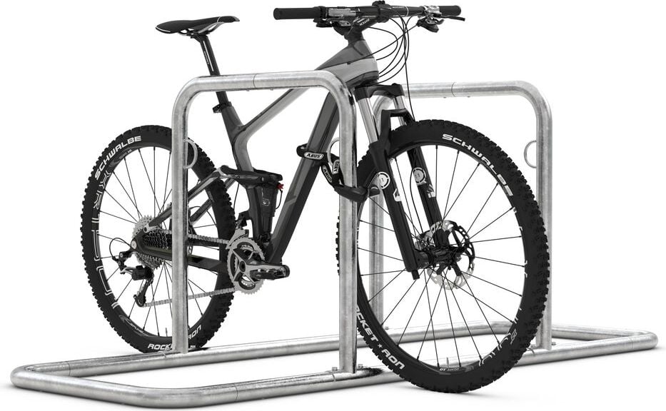 Fahrradständer WSM Anlehnsystem GALAXY 36, verzinkt, Freiaufstellung, 557cm lang, für 12 Fahrräder, Stahlösen für Fahrradschlösser