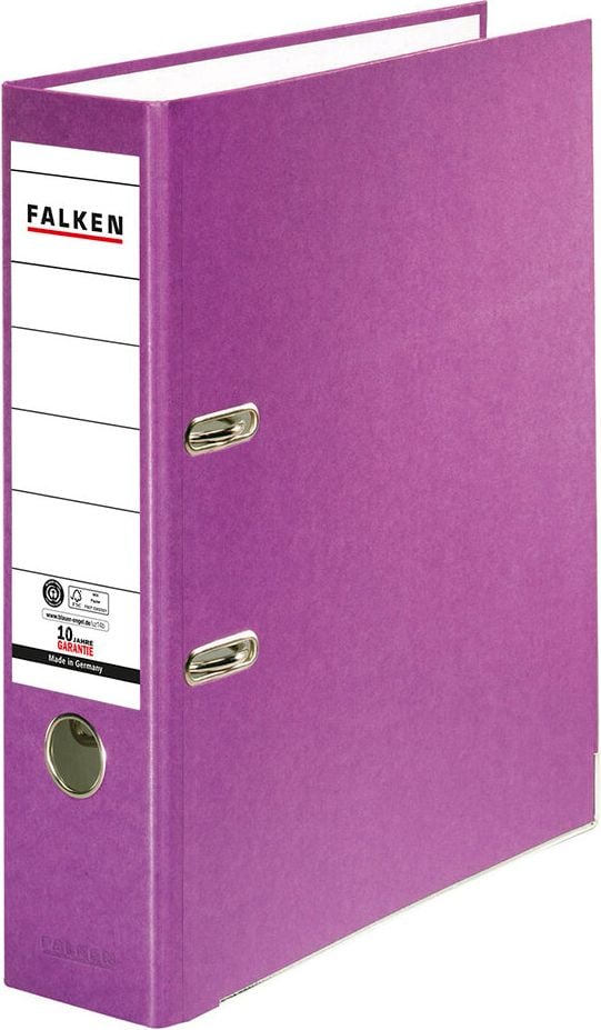Ordner A4 Falken Recycolor 11285, 80mm, farbige RC-Pappe, A4, 8cm Rücken, Kraftpapierbezug, Blauer
Engel, FSC, violett