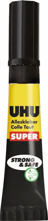 Klebstoff UHU Alleskleber Super Strong & Safe 46960, Tube 7g, lösungsmittelfrei, nachkorrigierbar,
feuchtigkeits- und hitzebeständig von - 50 Grad
bis 100 Grad