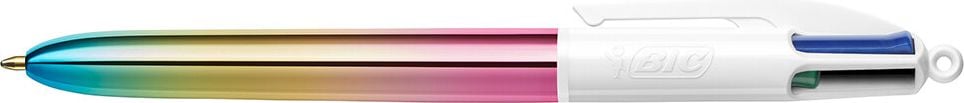 Vierfarbkugelschreiber BIC 4 Colours Gradient 511034, Schreibfarben: blau, schwarz, grün und rot, nachfüllbar, Schaft: Metallic-Farbverlauf