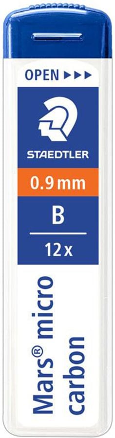 Druckbleistiftminen Staedtler Mars micro carbon 25009, 0,9mm, Dose à 12 Minen!!!, B