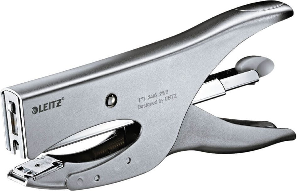 Heftzange Leitz 5549, bis 40 Blatt, Einlegetiefe: 70mm, für 24/6,
26/6 und 24/8 Klammern, silber, silber