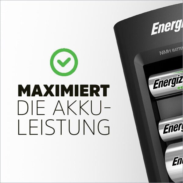 Akkuladegerät Energizer Universal Charger, für Micro-, Mignon-, Baby-, Mono und
E-Block-Akkus, LED-Anzeige, automatische
Timerabschaltung