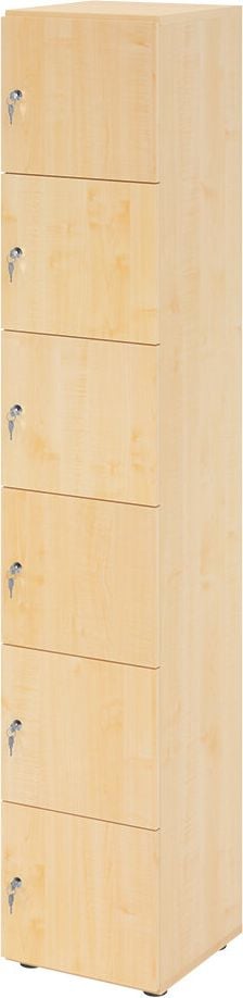 Schließfachschrank Hammerbacher V264L6 DS, 40 x 42 x 215,6 cm (BxTxH), 6 Ordnerhöhen, mit Druckzylinderschloss, 6 Fächer, weiß