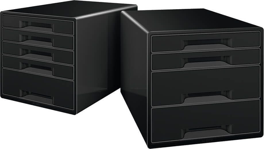 Schubladenbox Leitz CUBE 5252, A4/C4, 4 geschlossene Schubladen, schwarz