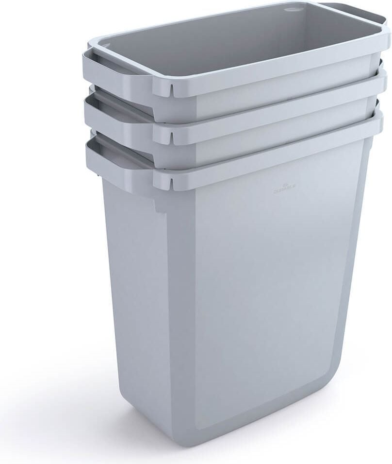 Abfallsammler Durable Set Durabin 60 VEH20120, 60 Liter, Polypropylen, rechteckig, Behälter
grau, Deckel farbig, Tragegriffe, blau