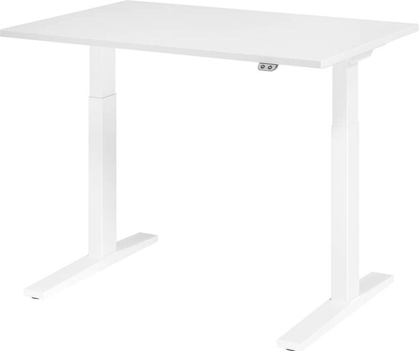 Hubschreibtisch Hammerbacher XMKA12, 120x80cm (BxT), 70-120cm Höhe, elektrisch
höhenverstellbar, rechteckig, C-Fuß weiß, weiß
