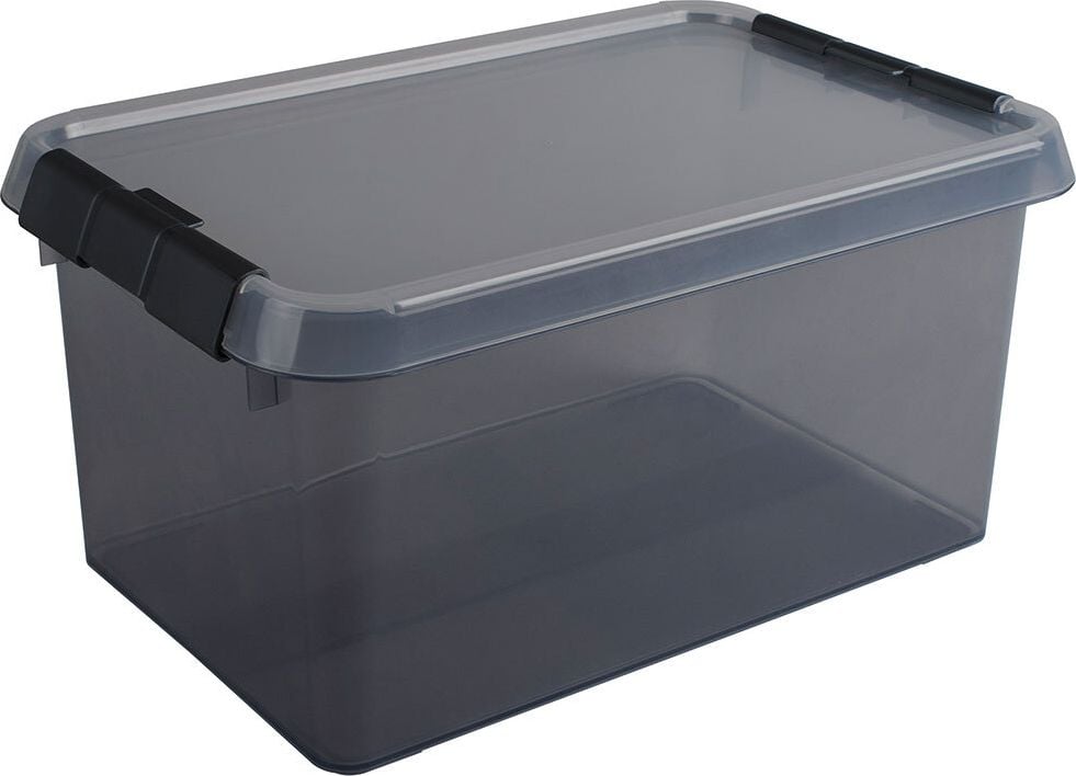 Aufbewahrungsboxen Helit Comfort Line H6164908, 6 Liter, Maße: 200x300x145mm (BxTxH), Deckel, Klickverschluss, grau-transparent