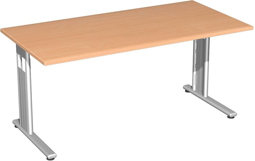 Schreibtisch Geramöbel C Fuß Flex S-618103, 160x72x80cm (BxHxT), rechteckig, C-Fuß silber, buche