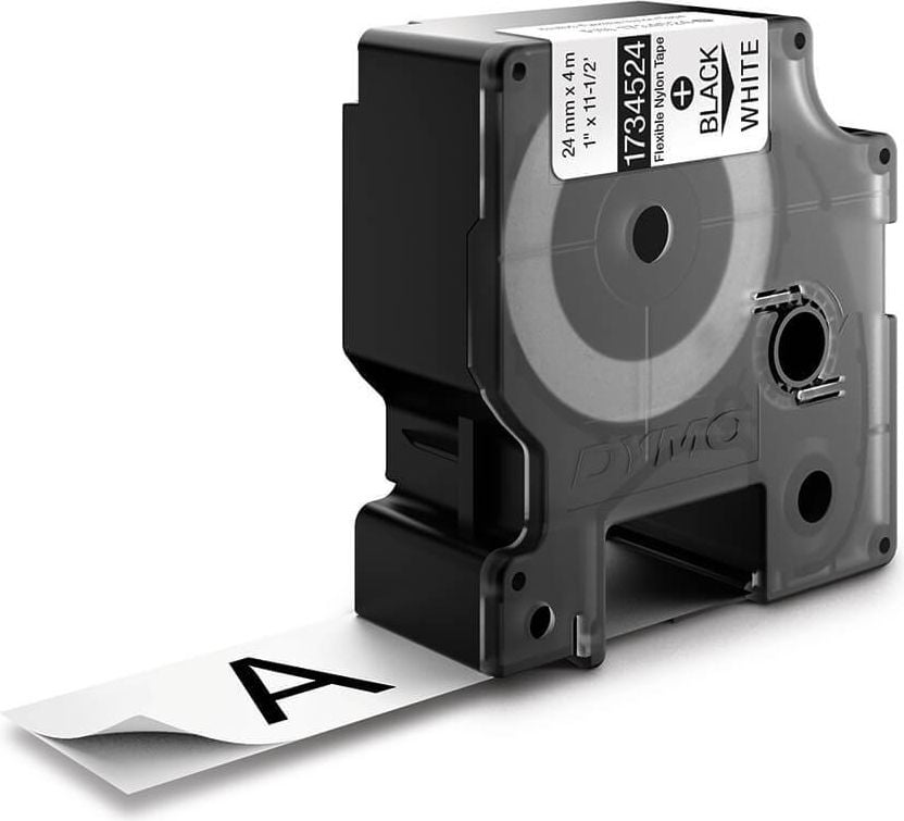 Schriftbänder Dymo RHINO Nylon 1734524/S0773840, schwarz auf weiß, 24mm/3,5m, Nylonband
