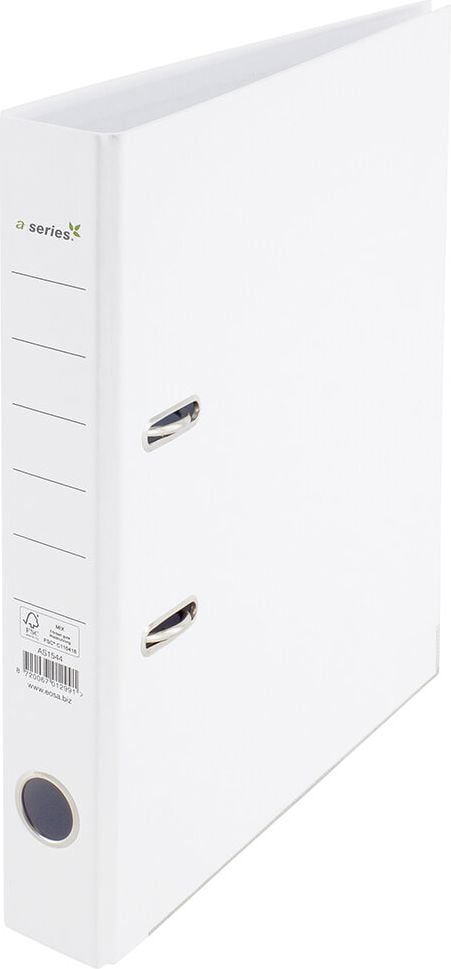 Ordner A4 a-series, 50mm, RC-Pappe, A4, 5cm Rücken, farbiger Kraftpapierbezug,
FSC, weiß