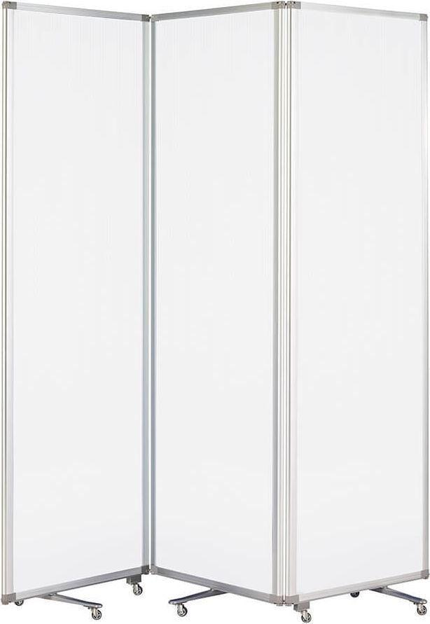 Stellwand Magnetoplan Raumteiler faltbar mobil 1105351, 181x180x37cm (BxHxT), Polycarbonat,
halbtransparent, faltbar, 8 Laufrollen