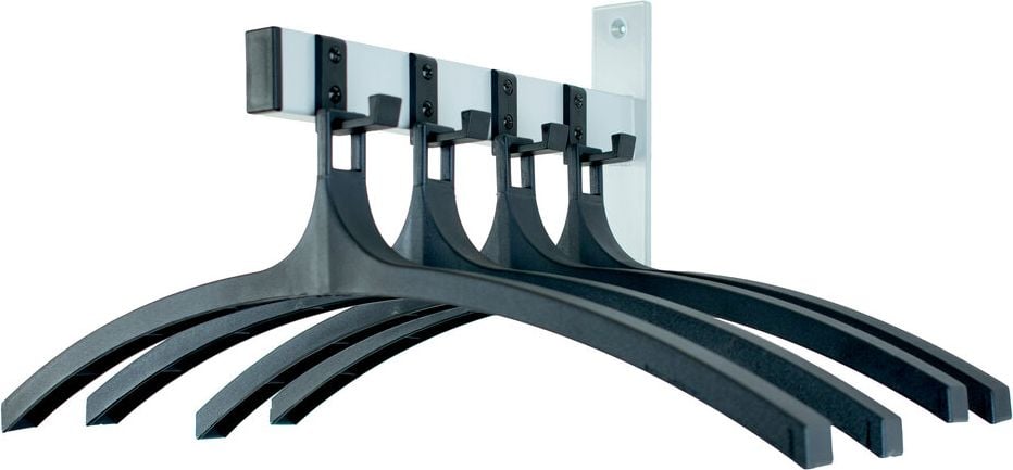 Garderobenleisten V-Part HIQ 4, 4 Haken, zur Wandmontage, Aluminium, inkl. 4x
Kleiderbügel, schwarz/grau
