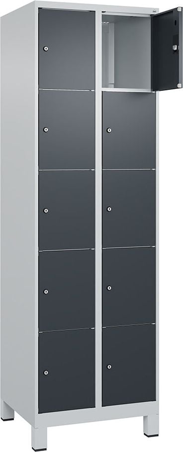 Schließfachschrank CP Classic PLUS Fächerschrank 080010-205, 60x195x50cm (BxHxT), mit Füßen, 5-stöckig, 10
Fächer je 30cm breit, Zylinderschloss, 2
Schlüssel pro Fach, anthrazit