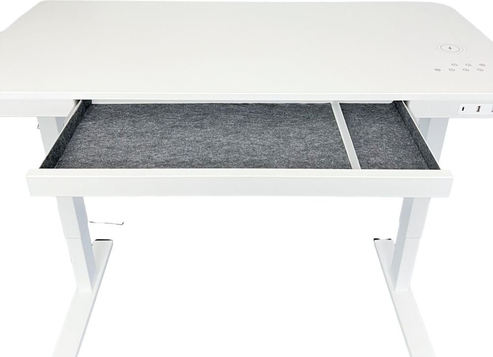 Schreibtisch a-series AS1739 120 x 60 cm elektrisch, 120x60cm (BxT), elektrisch höhenverstellbar, 70-120 cm Höhe, rechteckig, T-Fuß, weiß/silber, weiß