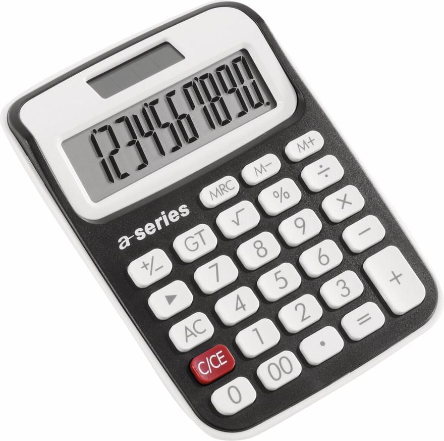 Taschenrechner a-series AS1720, 10-stelliges LC-Display, Solar- und
Batteriebetrieb, schwarz/weiß