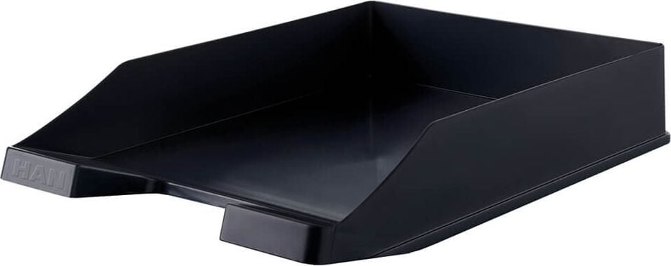 Ablagekorb HAN KLASSIK KARMA 10278, A4, 6,5cm hoch, 80-100% Recyclingmaterial (PS), farbig, Blauer Engel, schwarz