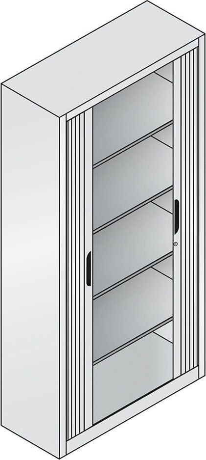 Aktenschrank CP Omnispace 3202-00, 100x198x42cm (BxHxT), 2 Querrollläden,
4 Fachböden, 5 Ordnerhöhen, anthrazit