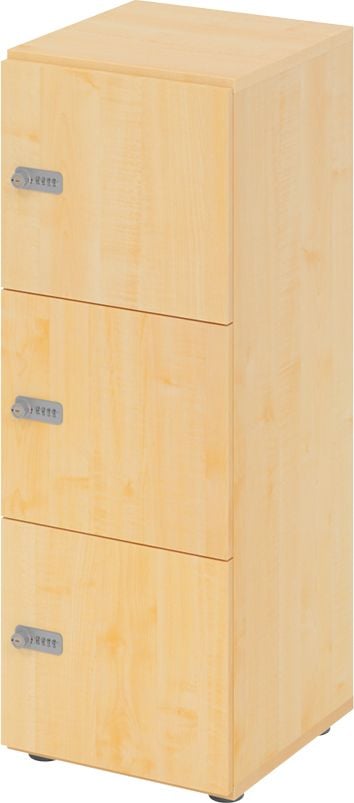Schließfachschrank Hammerbacher V234L3 ZS, 40 x 42 x 110 cm (BxTxH), 3 Ordnerhöhen, 3 Türen, mit Zahlenschloss, 3 Fächer, ahorn