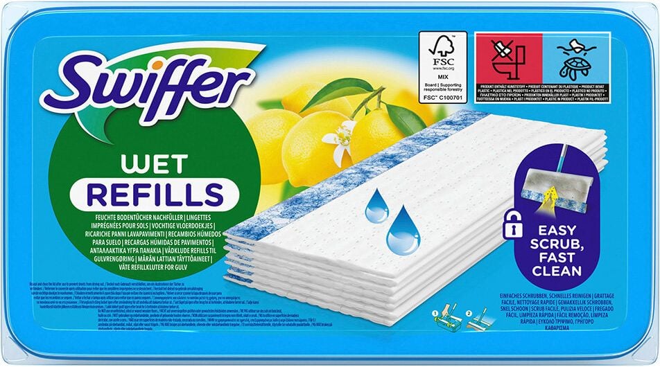 Bodenwischtücher Swiffer Wet Refills, für Swiffer Bodenwischer, 24 Tücher,
Zitronenduft