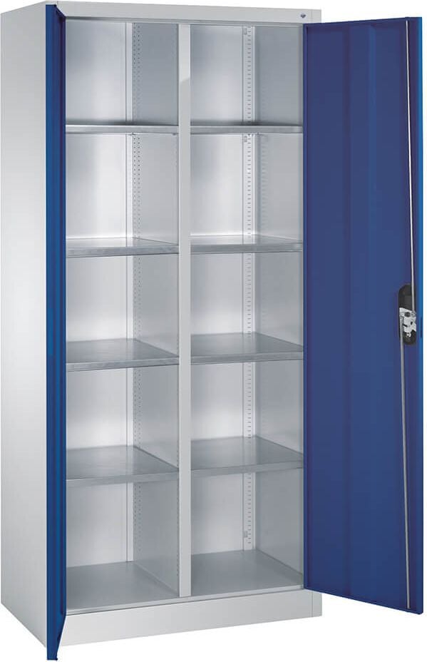 Werkstattschrank CP Serie 89 Werkzeugschrank 8921-311, 93x195x50cm (BxHxT), 8 Böden,
Mitteltrennwand, 10 Fächer, 2 Flügeltüren, blau