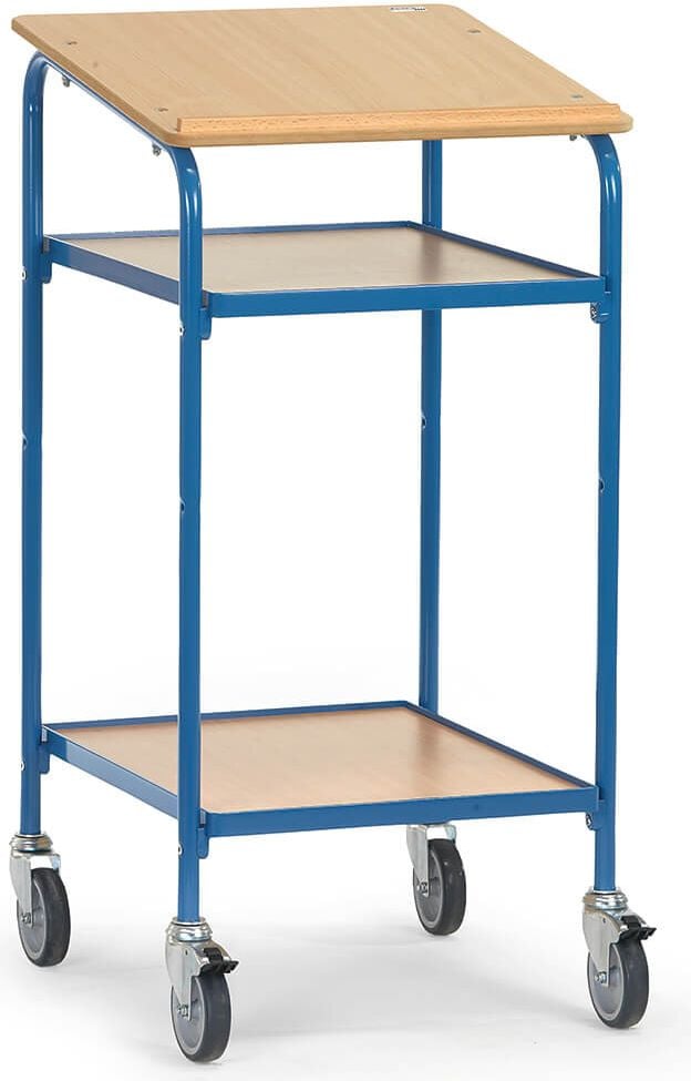 Transportwagen fetra Rollpult 5834, 50x60cm Ladefläche, Schreibfläche, 2 Ablageböden, bis 100kg