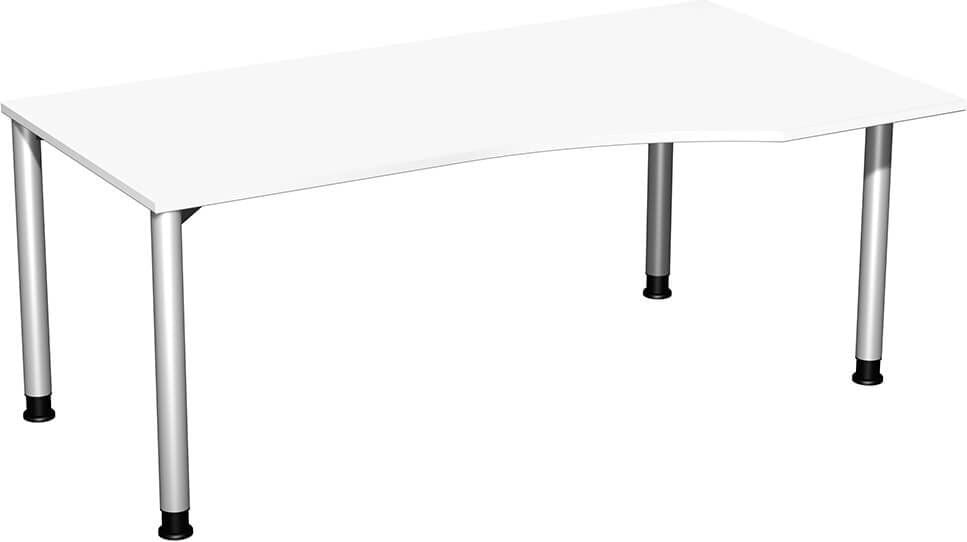 Schreibtisch Geramöbel 4 Fuß Flex S-555305, 180x100cm (BxT), 68-80cm Höhe, Freiform
rechts, 4-Fuß silber, weiß