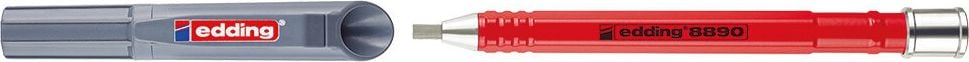 Zimmermannbleistift Edding 8890, 162mm lang, Druckmechanik, Aluminiumschaft, HB, ca. 2-5mm, rechteckige Mine, nachfüllbar
