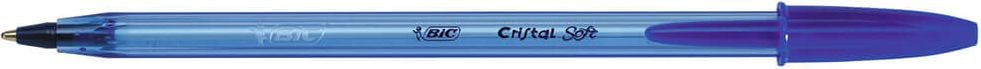 Kugelschreiber BIC Cristal Soft, Medium 0,4mm, Einweg, Kappe mit Clip in
Minenfarbe, transparenter Schaft, blau