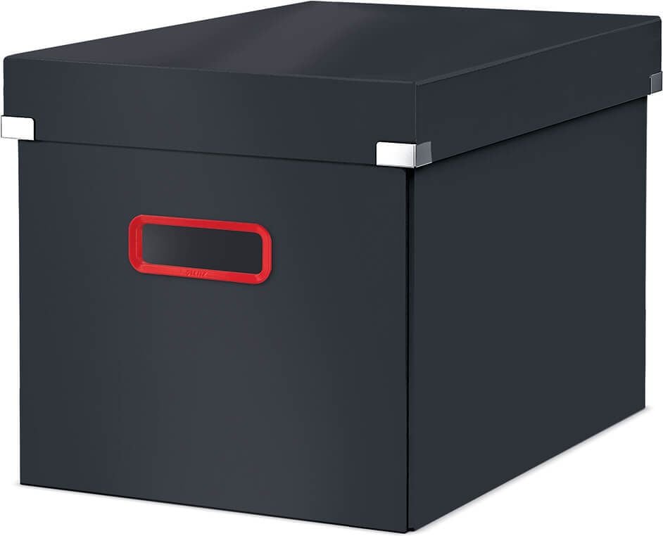 Aufbewahrungsbox Leitz Cube Click & Store Cosy 5347, 320 x 310 x 360 mm (BxHxT), PP-laminierte,
stabile Hartpappe, grau