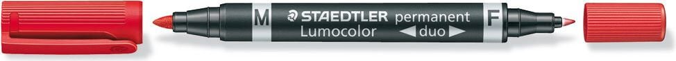 Permanentmarker Staedtler Lumocolor permanent duo 348, 2 Rundspitzen (0,6 + 1,5mm), schwarz