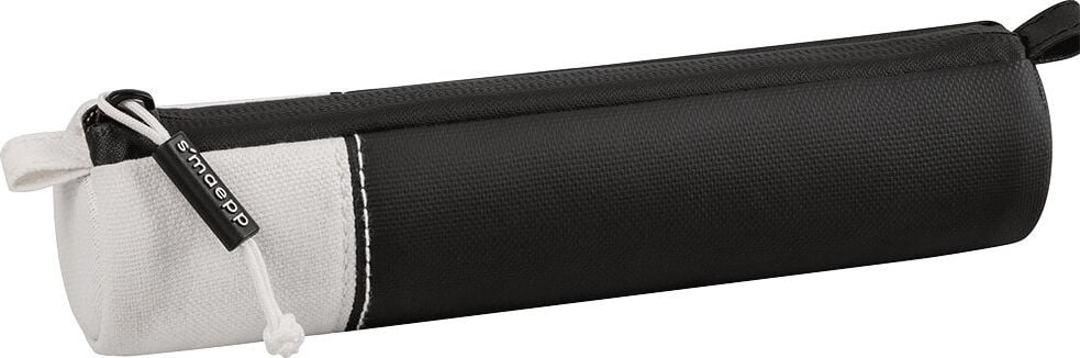 Federmappen Brunnen Schlampermäppchen S smaepp Jeans, rund, 20x4,5mm, Canvas/Polyester, Reißverschluss, gummierter Zipper, schwarz/weiß, schwarz