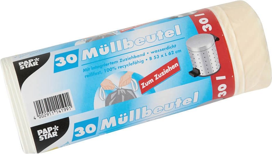 Müllsäcke Papstar 30 Liter 14199, 62 x 53 cm, LDPE, 30 Liter, weiß, Rolle 30
Stück