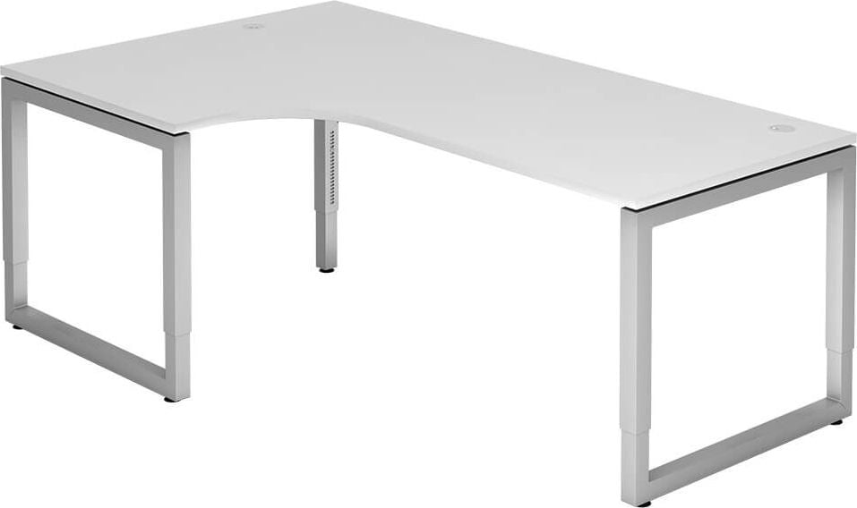 Winkelschreibtisch Hammerbacher RS82, 200x120cm (BxT), 65-85cm Höhe, 90 Grad
Winkel, O-Fußgestell eckig, weiß