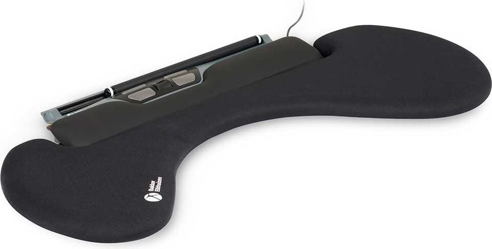 Unterarmstütze BakkerElkhuizen ErgoSlider Plus BNEUASEA, 665x310x80mm (LxBxH), Befestigung mittels 2 Tischklemmen, antibakterieller Bezug, schwarz