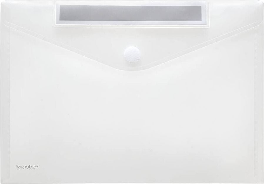 Dokumententaschen Foldersys A4 quer 40161-04, Klettverschluss, Beschriftungsschild,
transparent, Pack 10 Stück, transparent