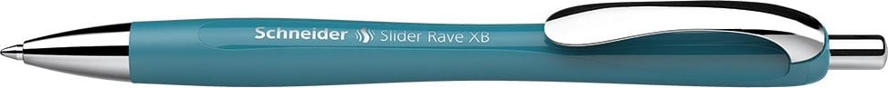 Kugelschreiber Schneider Slider Rave XB, Mehrweg, Strichbreite ca. 0,7mm, Druckmechanik, Metallclip, Schreibfarbe blau, Gehäuse aus 68% recyceltem Kunststoff, petrol