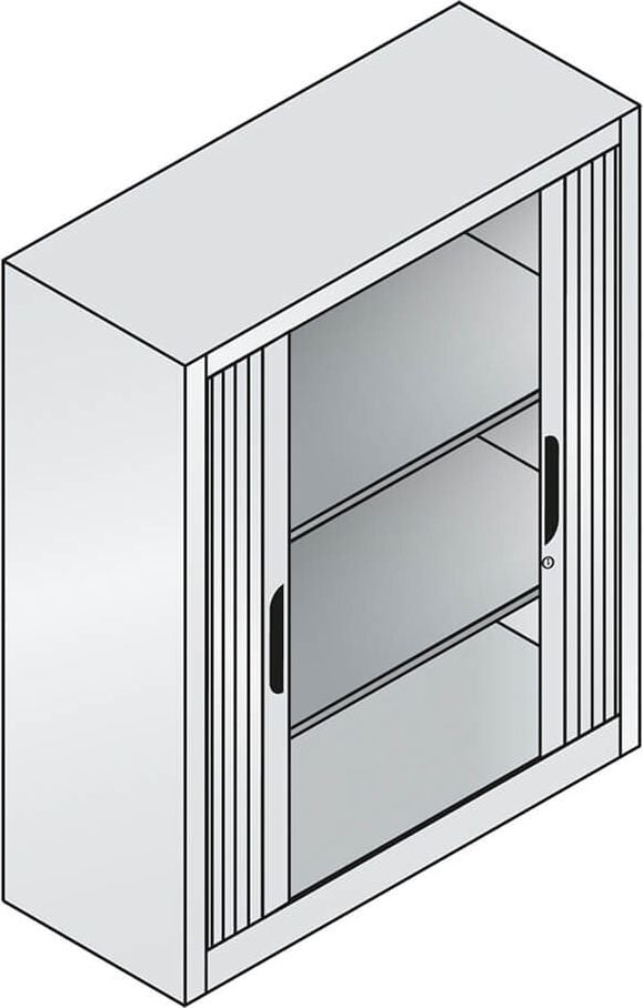 Aktenschrank CP Omnispace 3232-00, 100x123x42cm (BxHxT), 2 Querrollläden,
2 Fachböden, 3 Ordnerhöhen, anthrazit